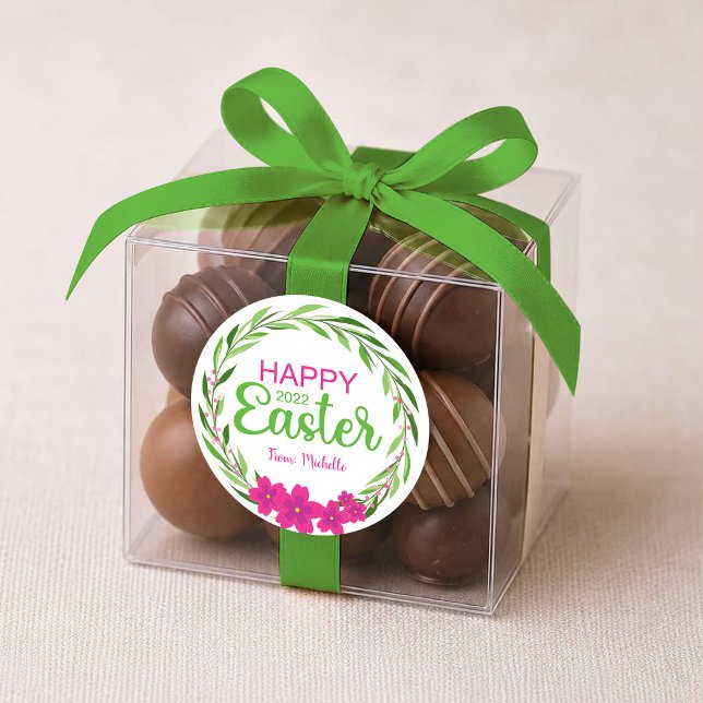 Happy Oaster Blume (Pink Green) Aufkleber (Von Creator hochgeladen)