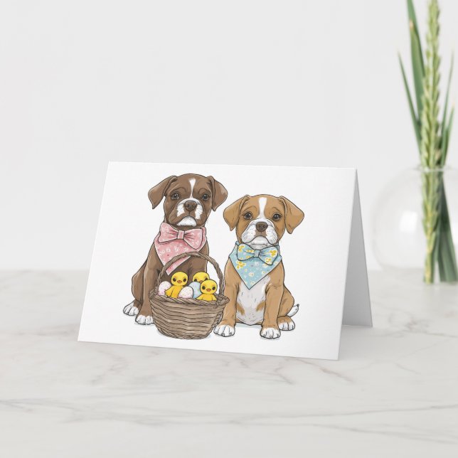 Happy Oaster Boxer Hunde Feiertagskarte (Vorderseite)