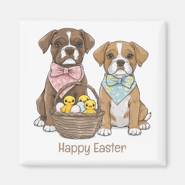 Happy Oaster Boxer Hunde Magnet (Vorne)