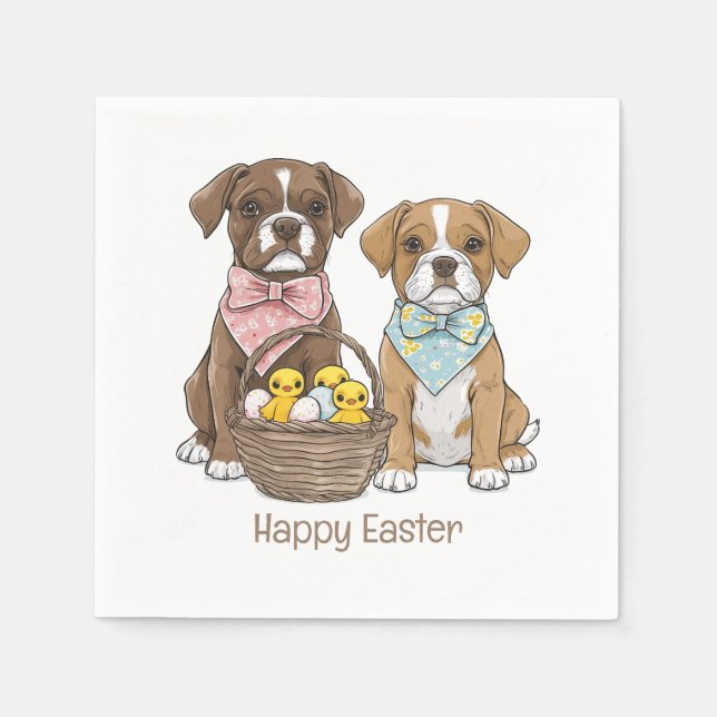 Happy Oaster Boxer Hunde Serviette (Vorderseite)
