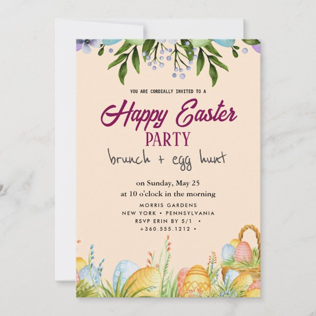 Happy Oaster Brunch and Egg Hunt Einladung (Vorderseite)