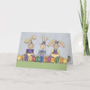 Happy Oaster Bunnies & Eggs Karte