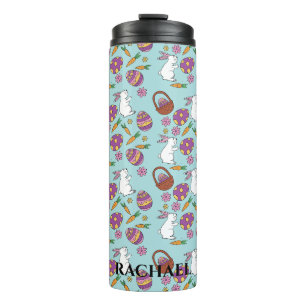 Happy Oaster Bunnies floral Muster Egg SpringBlue Thermosbecher