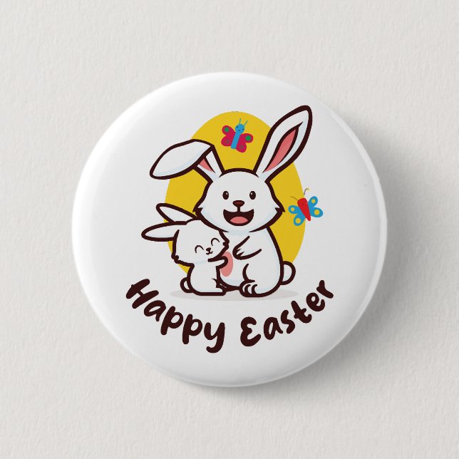Happy Oaster Bunnies (in hellen Farben) Button (Vorderseite)