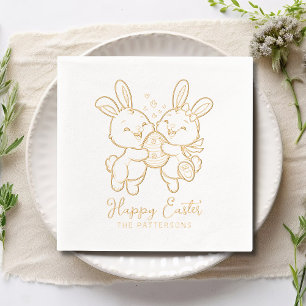 Happy Oaster Bunnies Kaninchen Personalisierter Na Servietten Mit Folie