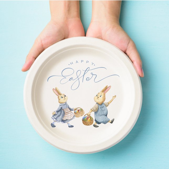 Happy Oaster Bunnies mit Eierkörben Pappteller (Von Creator hochgeladen)