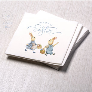 Happy Oaster Bunnies mit Eierkörben Serviette