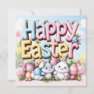 Happy Oaster Bunnies mit Eiern Feiertagskarte