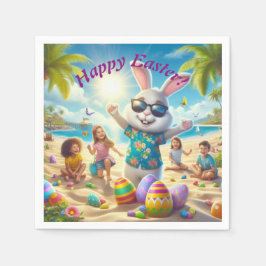 Happy Oaster Bunny am Strand Serviette