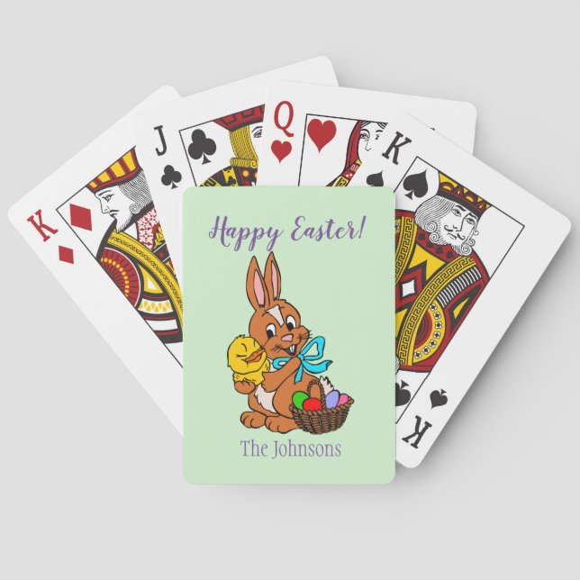 Happy Oaster Bunny and Chick Deko of Playing Cards Spielkarten (Rückseite)