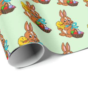 Happy Oaster Bunny and Chick Geschenkpapier