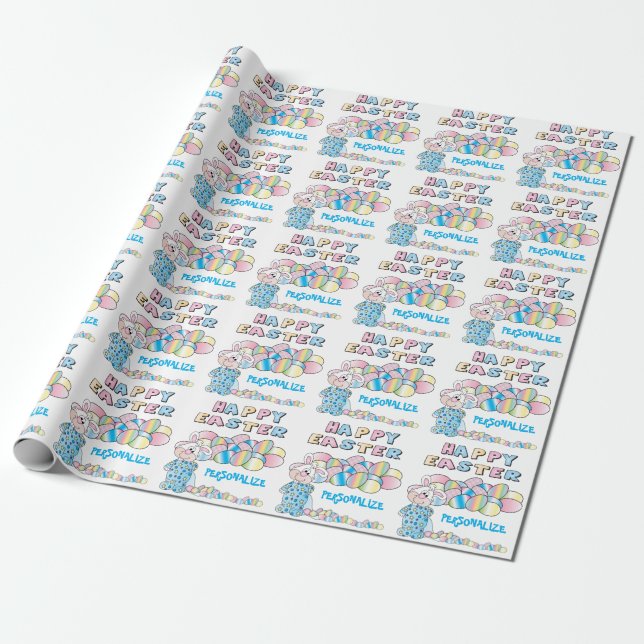 Happy Oaster Bunny and Eggs - Geschenkpapier (Ungerollt)