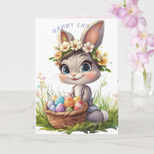 Happy Oaster Bunny Basket Eggs Blume Karte