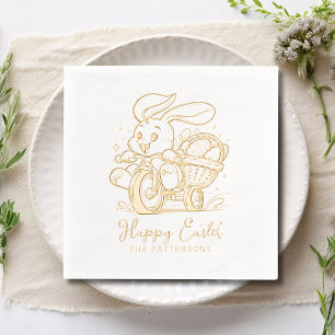 Happy Oaster Bunny Bicycle Personalisiert Name Servietten Mit Folie