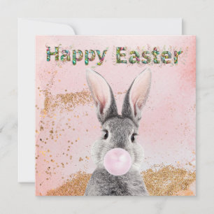 Happy Oaster Bunny blies Pink Bubble Gum Feiertagskarte