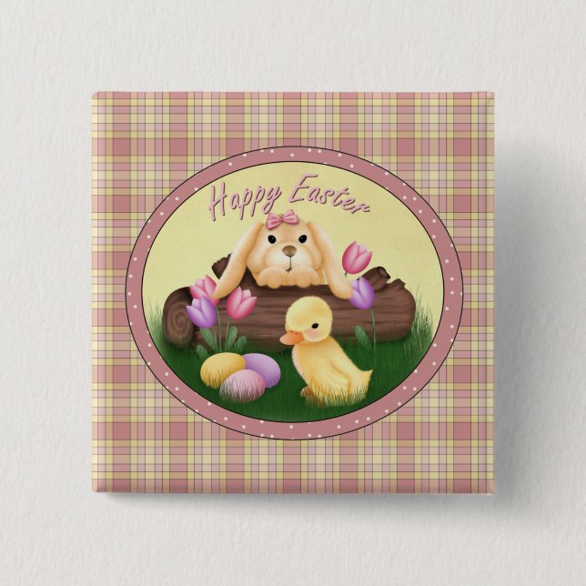 Happy Oaster Bunny Button (Vorderseite)