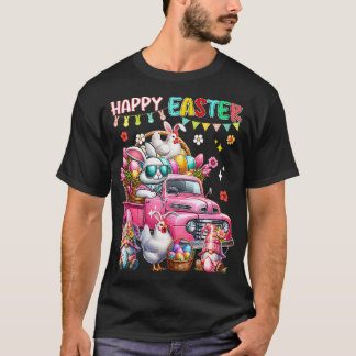 Happy Oaster Bunny Chicken on Truck Gnomes Jagd T-Shirt