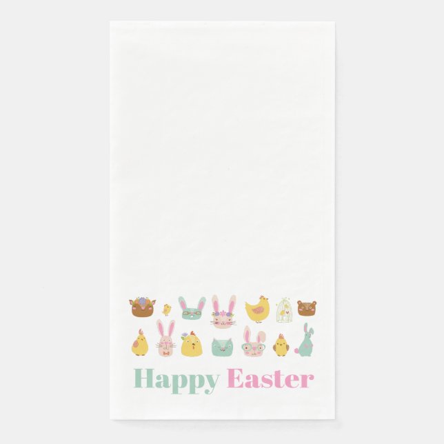 Happy Oaster Bunny Chicken Serviette (Vorderseite)
