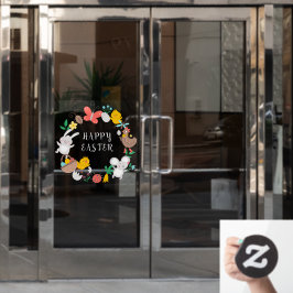 Happy Oaster Bunny Chicken Spring Elements Fensteraufkleber