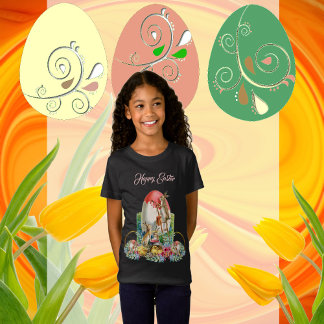 Happy Oaster Bunny Chicks Wasserfarbe Blumenstrauß T-Shirt