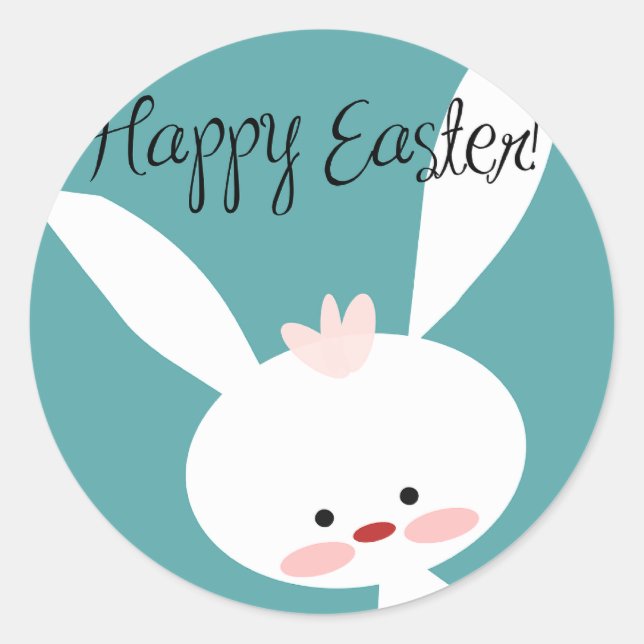 Happy Oaster Bunny Classic Round Sticker (Vorderseite)