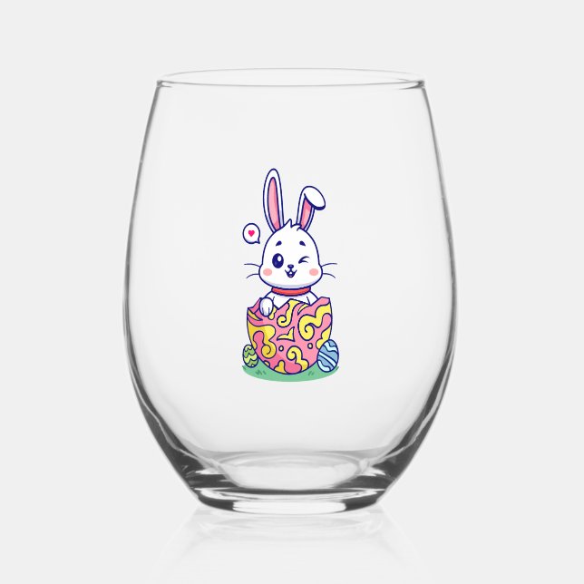 Happy Oaster Bunny Collection 2 Weinglas Ohne Stiel (Vorderseite)