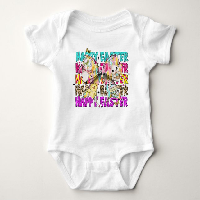 Happy Oaster Bunny Coquette Bow Baby Strampler (Vorderseite)