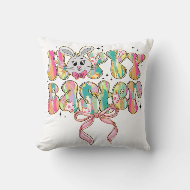 Happy Oaster Bunny Coquette Bow Kissen (Vorderseite)