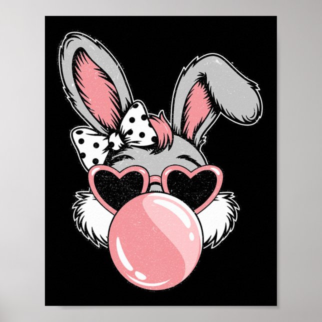 Happy Oaster Bunny Coquette Bow Pinselstrich Oster Poster (Vorne)