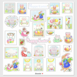 Happy Oaster Bunny Custom Cut Vinyl Stickers Aufkleber