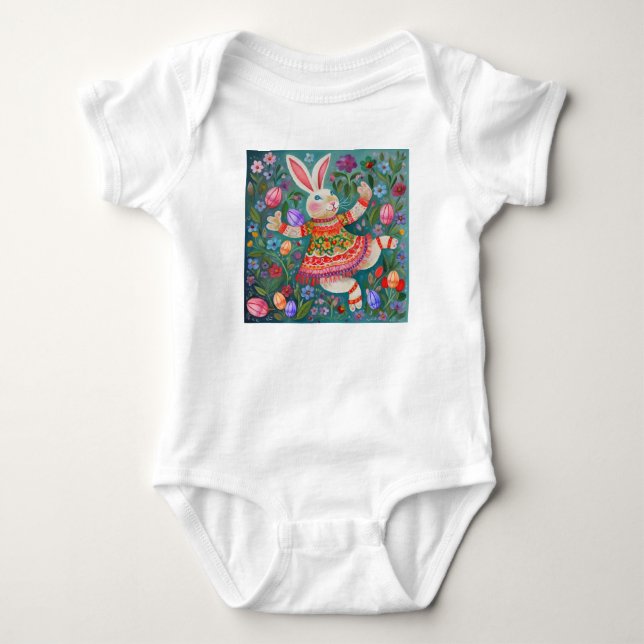 Happy Oaster Bunny Dance Baby Strampler (Vorderseite)
