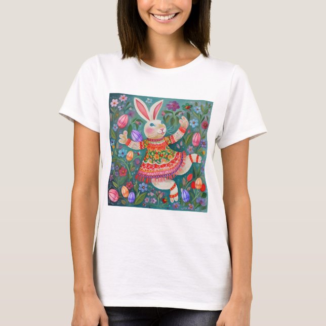 Happy Oaster Bunny Dance T-Shirt (Vorderseite)