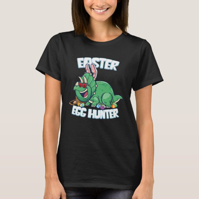 Happy Oaster Bunny Dinosaur Egg Hunter Triceratops T-Shirt (Vorderseite)