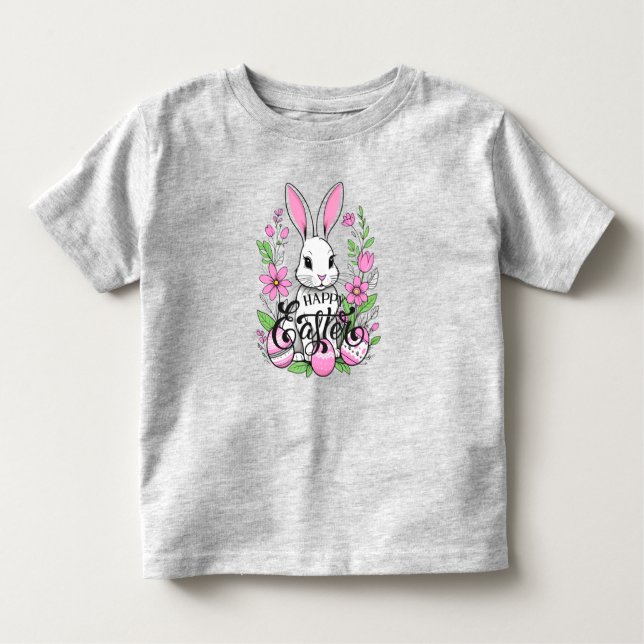 Happy Oaster Bunny (dunkelrosa) Kleinkind T-shirt (Vorderseite)