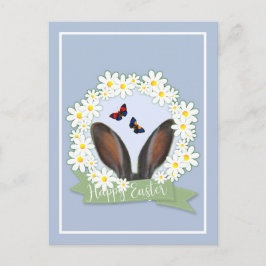 Happy Oaster Bunny Ears Daisies Wreath Postkarte