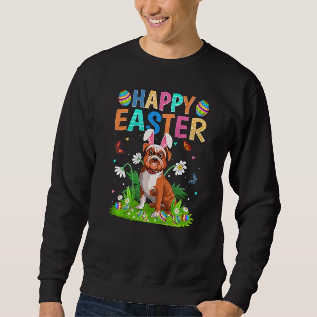 Happy Oaster Bunny Egg Funny Bulldog Ostern Sonnta Sweatshirt (Vorderseite)