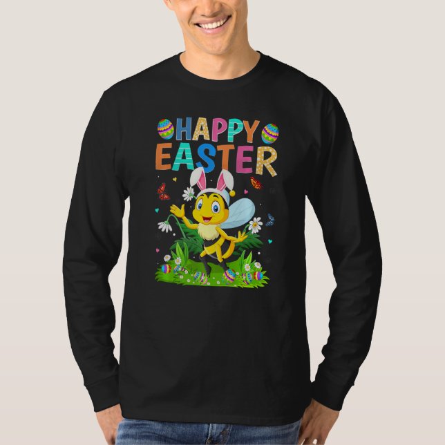 Happy Oaster Bunny Egg Funny Bumble Bee Ostersonne T-Shirt (Vorderseite)