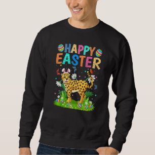 Happy Oaster Bunny Egg Funny Cheetah Ostersonntag Sweatshirt