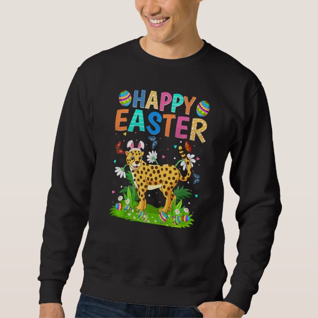 Happy Oaster Bunny Egg Funny Cheetah Ostersonntag Sweatshirt (Vorderseite)