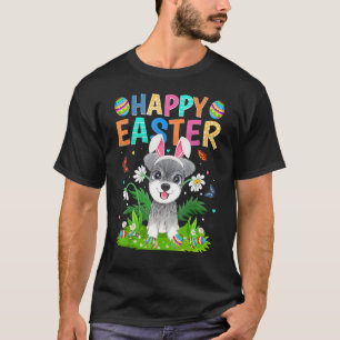 Happy Oaster Bunny Egg Funny Schnauzer Dog Ostern T-Shirt
