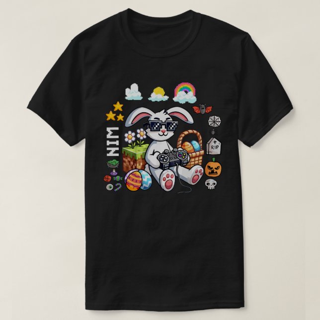 Happy Oaster Bunny Egg Gamer Halloween Gaming T-Shirt (Design vorne)