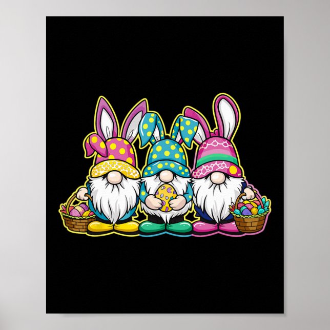 Happy Oaster Bunny Egg Jagen und Bysket Gnome Ea Poster (Vorne)