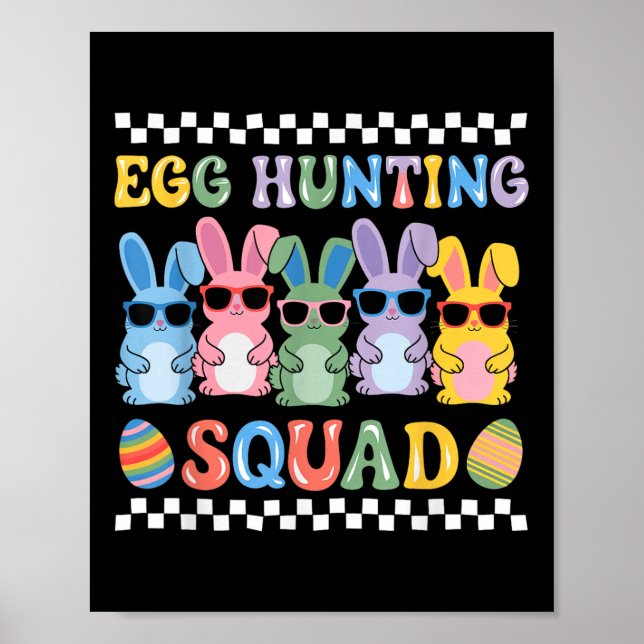 Happy Oaster Bunny Egg Junting Squad Crew Familie  Poster (Vorne)