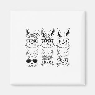 Happy Oaster Bunny Face Gles Ostertag Frauen Gir Magnet