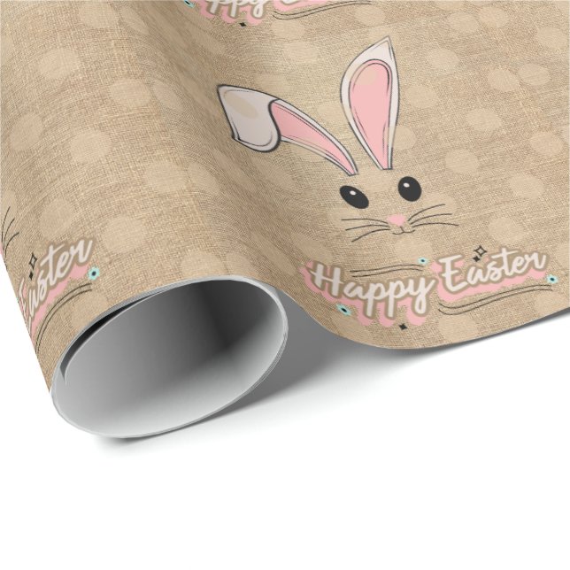 Happy Oaster Bunny Face Neutral Polka Dots Geschenkpapier (Rolleneckpunkt)