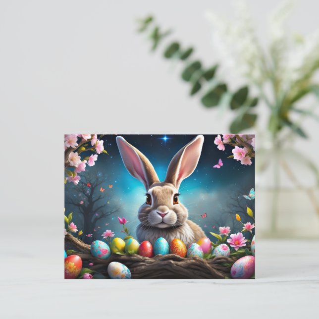 Happy Oaster Bunny Feiertagspostkarte (Stehend Vorderseite)