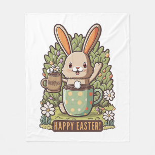 Happy Oaster Bunny Floral Egg Jagen Kaffee Lover Fleecedecke