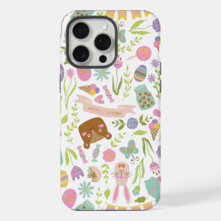 Happy Oaster Bunny Floral Pattern iPhone 15 Pro Max Hülle