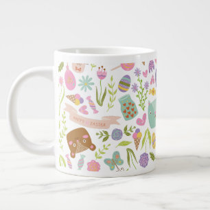 Happy Oaster Bunny Floral Pattern Jumbo-Tasse
