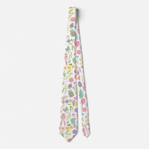 Happy Oaster Bunny Floral Pattern Krawatte